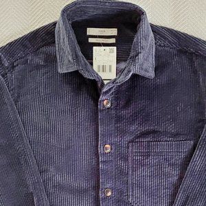 Mango Corduroy Blue Cotton Overshirt